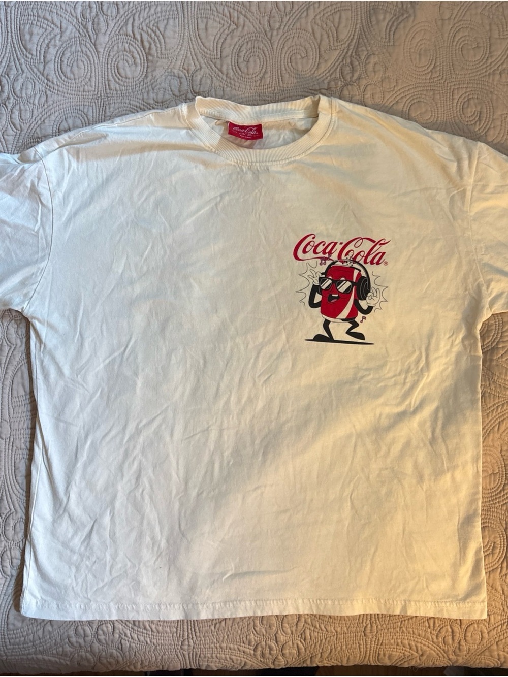 Coca Cola White Short Sleeve Tee with Red Coke Can Graphic